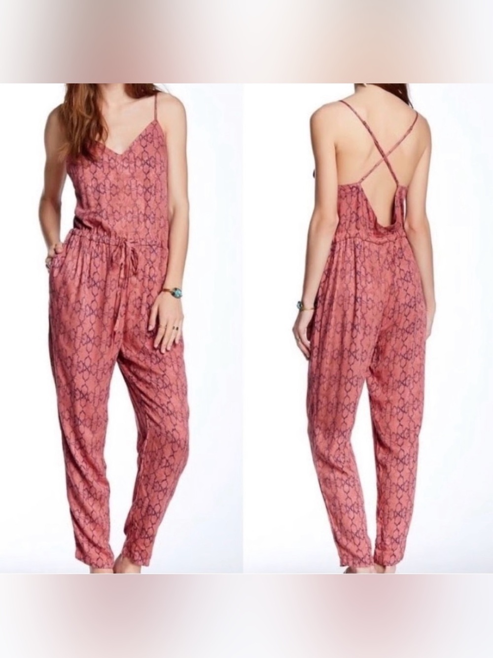 Free People Sunset Tomato Combo Romper Jumpsuit - Large